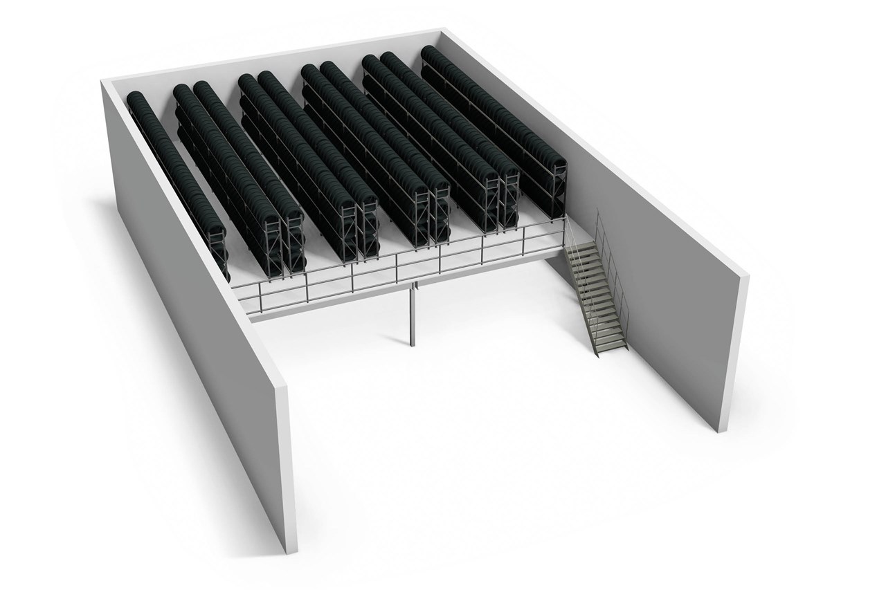 Dækreoler på en mezzanine